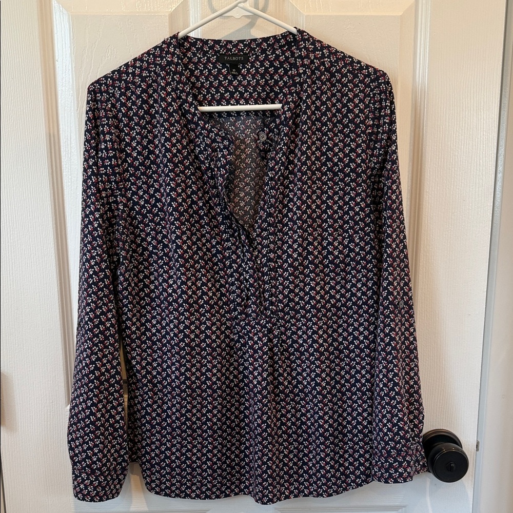 Talbots  Blue Floral Top
